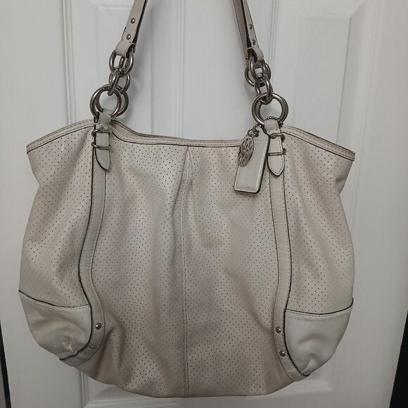 Coach Perforated Leather Hobo🤍 - Picture 1 of 13